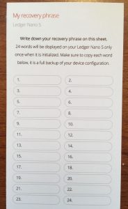 Ledger recovery paper