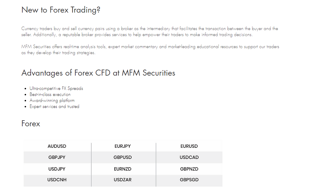 Giao dịch Forex với sàn MFM Securities