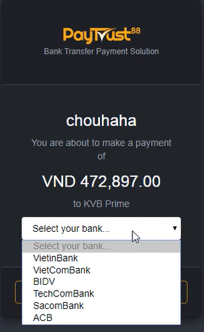 Hình thức nạp tiền tại sàn KVB PRIME bằng Paytrust