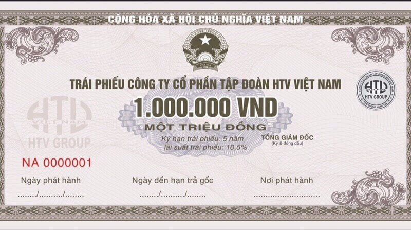 Mẫu trái phiếu của Công ty Cổ Phần Tập đoàn HTV Việt Nam