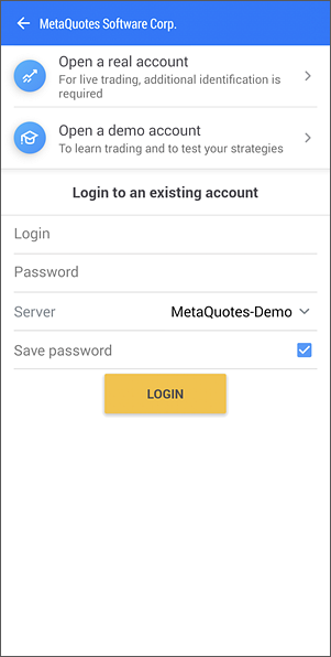 Cách đăng nhập MT5 trên điện thoại Android