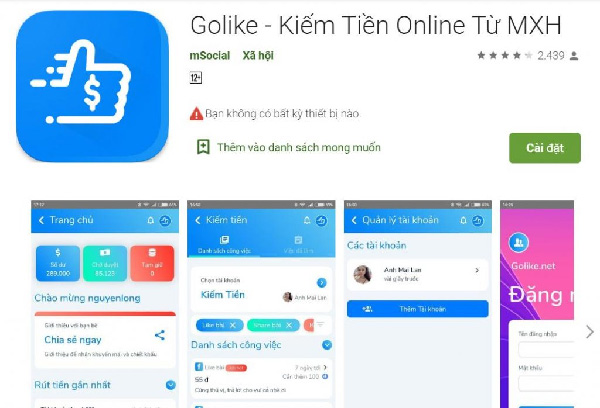Golike - App kiếm tiền online không cần vốn cho học sinh